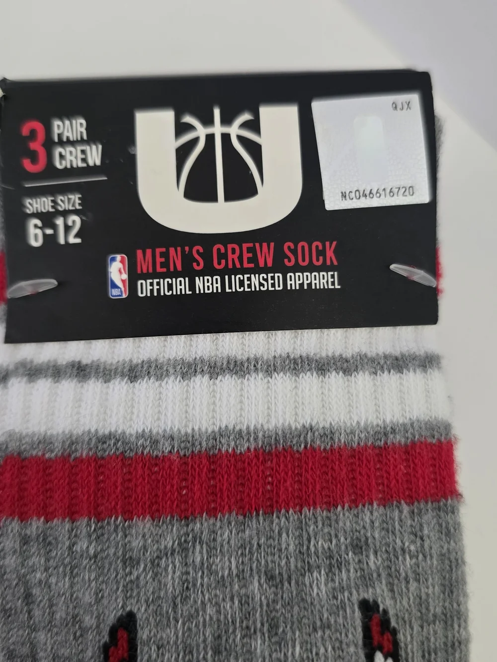 NBA Gray Crew Socks with Red & White Chicago Bulls Logo
